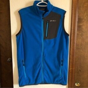 Eddie Bauer First Ascent Fleece Vest Mens M Tall Blue Full Zip Pockets